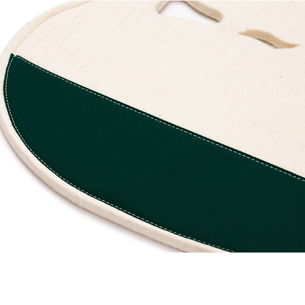 Fitted Slimline Saddle Pad - White Felt with Dark Green Canvas Trim