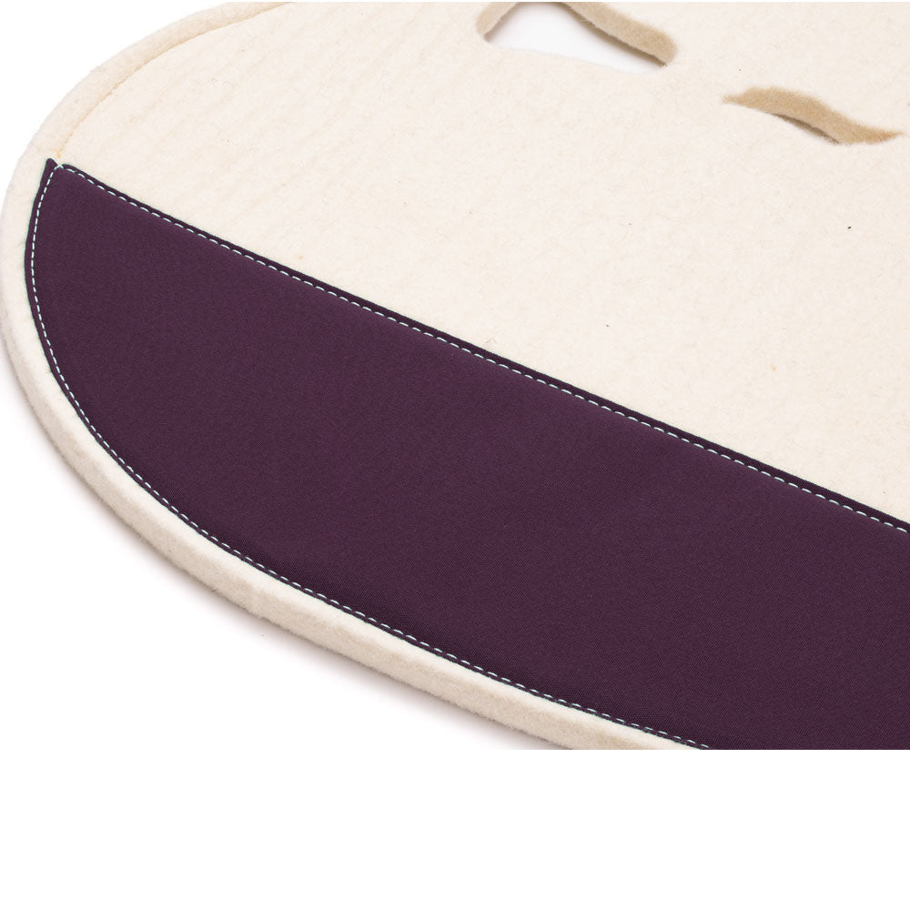 Fitted Slimline Saddle Pad - White Felt with Purple Canvas Trim