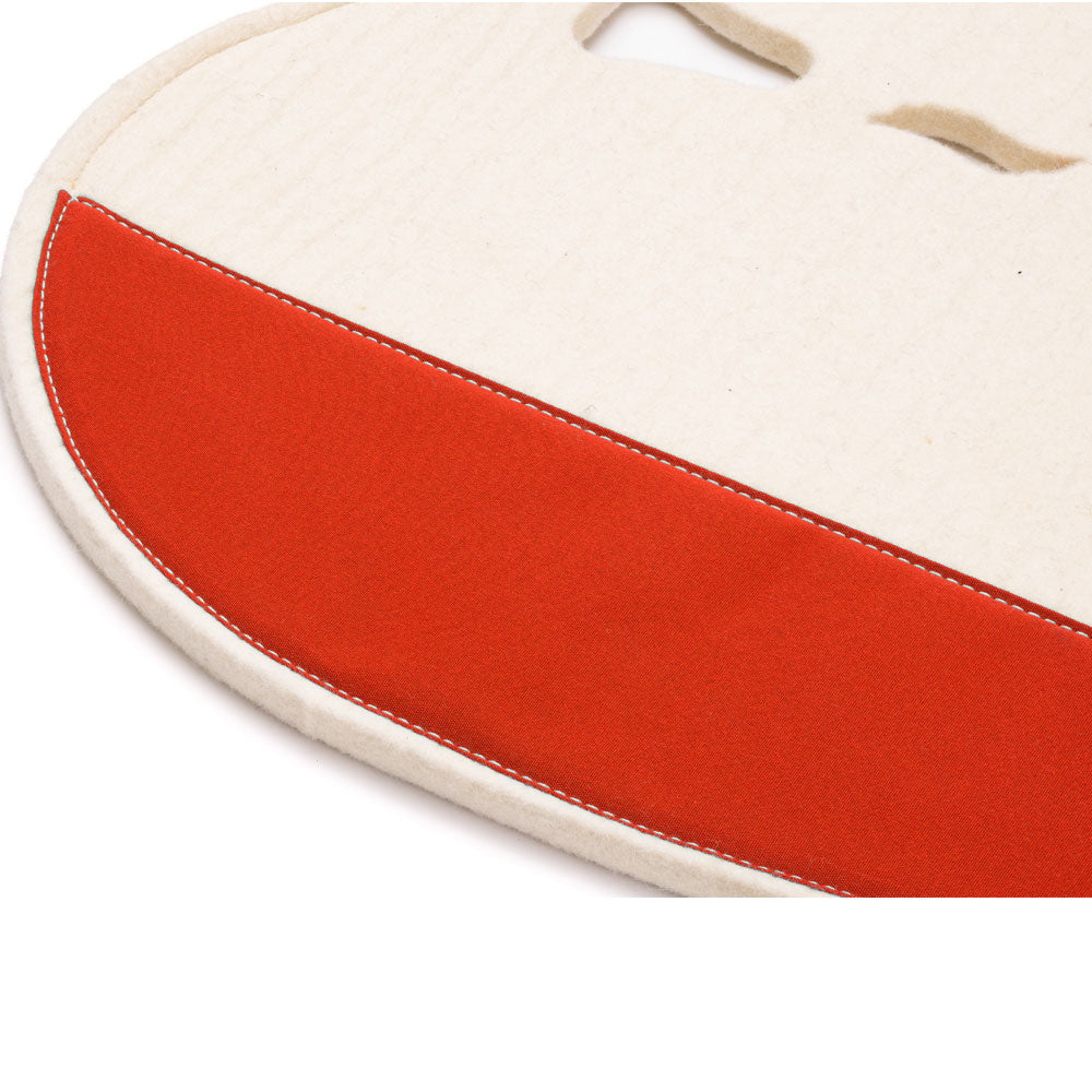 Fitted Slimline Saddle Pad - White Felt with Red Canvas Trim