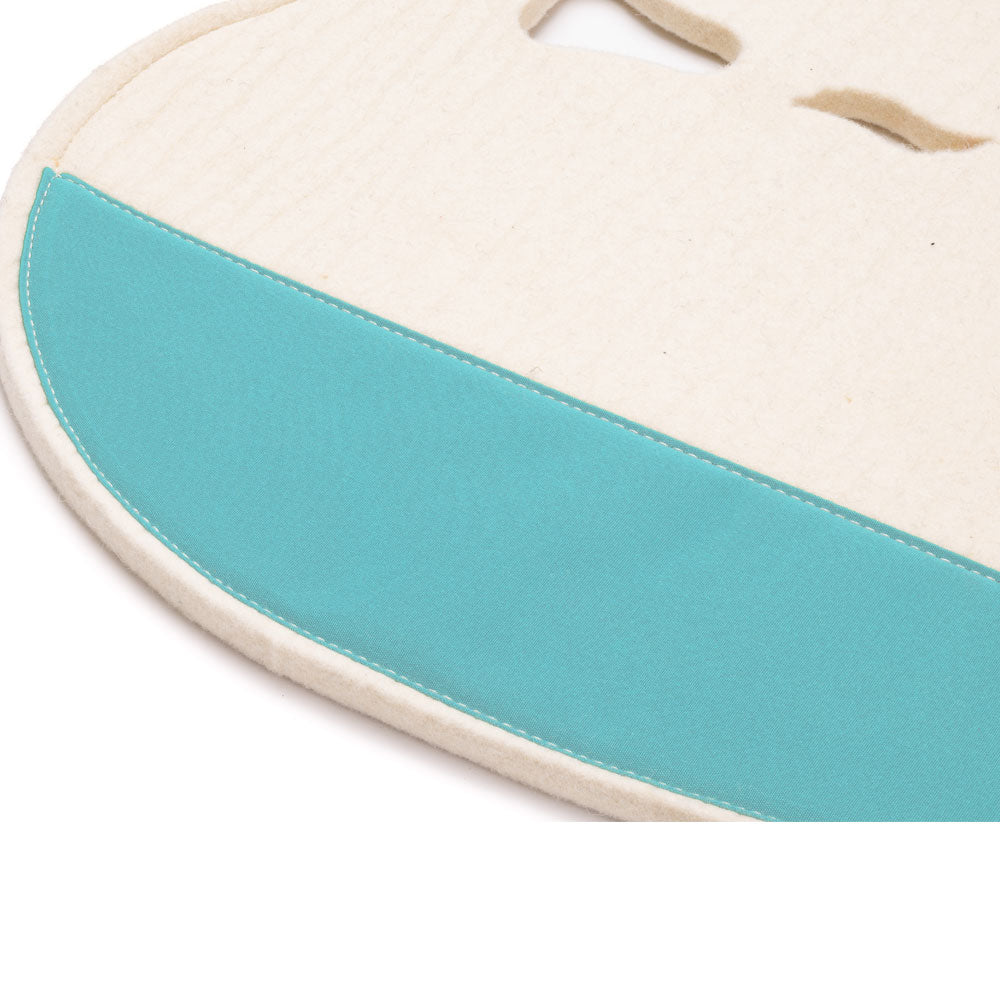 Fitted Slimline Saddle Pad - White Felt with Turquoise Canvas Trim