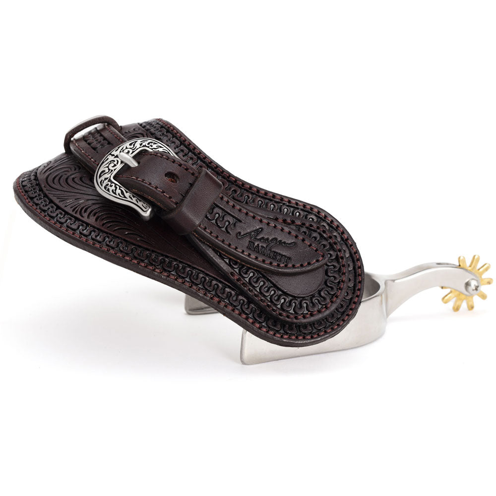 Floral Carved Fitted Spur Straps | Angus Barrett Saddlery