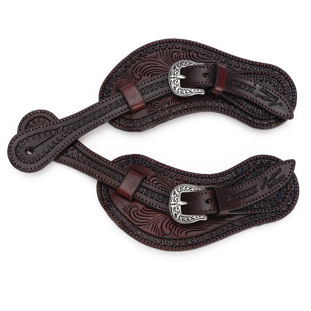 Floral Carved Fitted Spur Straps | Angus Barrett Saddlery