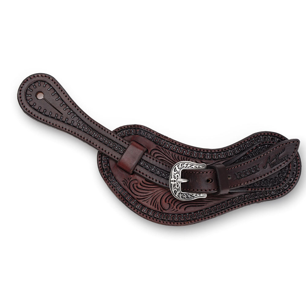 Floral Carved Fitted Spur Straps | Angus Barrett Saddlery