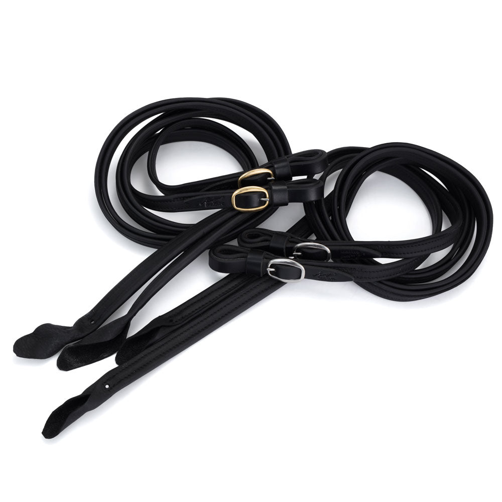 Split French Leather Reins (Black) | Angus Barrett Saddlery