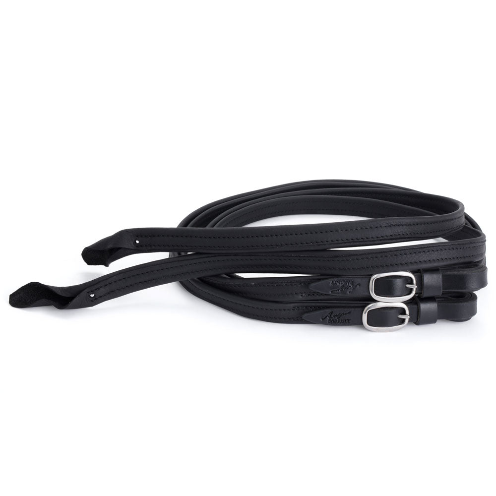 Split French Leather Reins - Black with Stainless Steel Hardware | Angus Barrett Saddlery