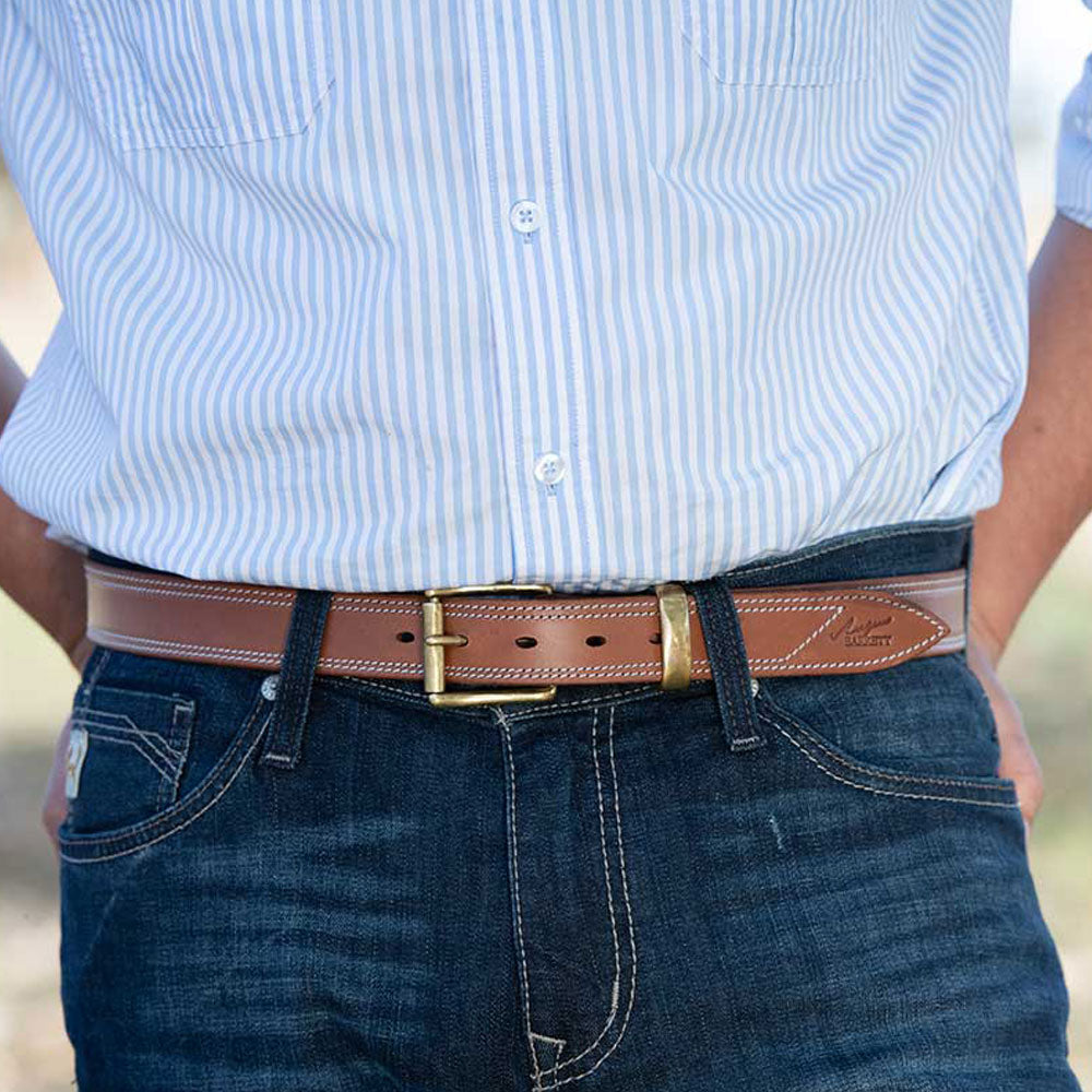Harness Leather Belt Solid Brass Buckle | Angus Barrett Saddlery