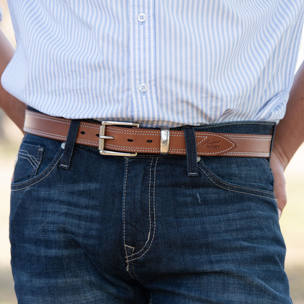Harness Leather Belt with Stainless Steel Hardware | Angus Barrett Saddlery and Leather Goods
