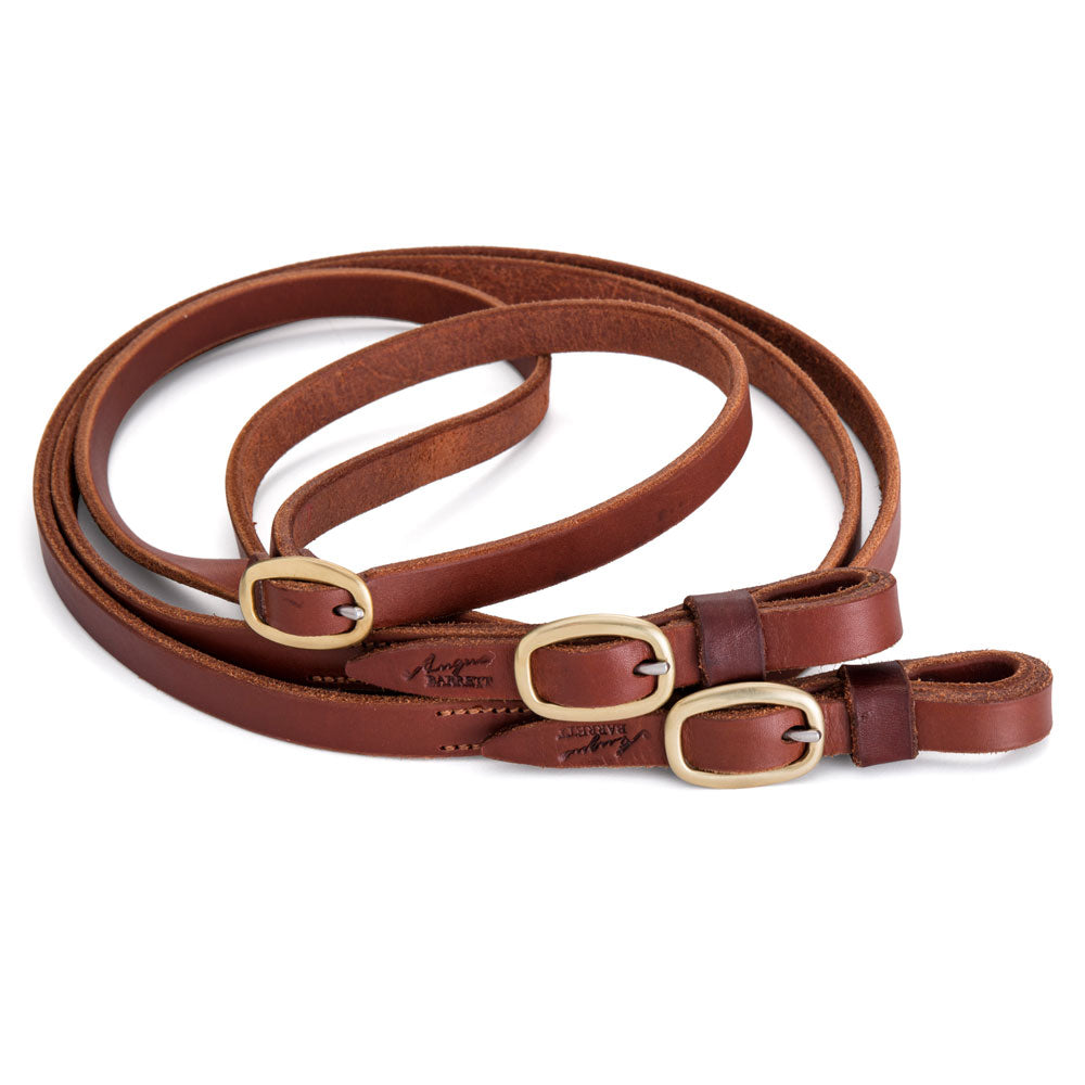 Angus Barrett Saddlery Joined Reins in Natural with brass buckles