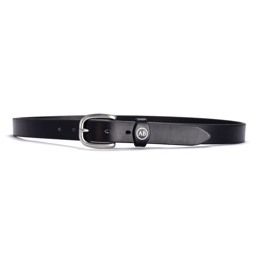 Katherine Black Leather Belt - Stainless Steel Hardware
