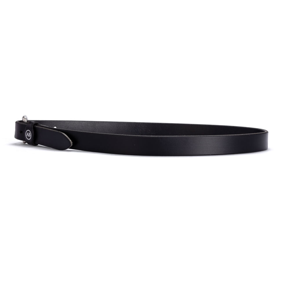 Katherine Black Leather Belt - Stainless Steel Hardware
