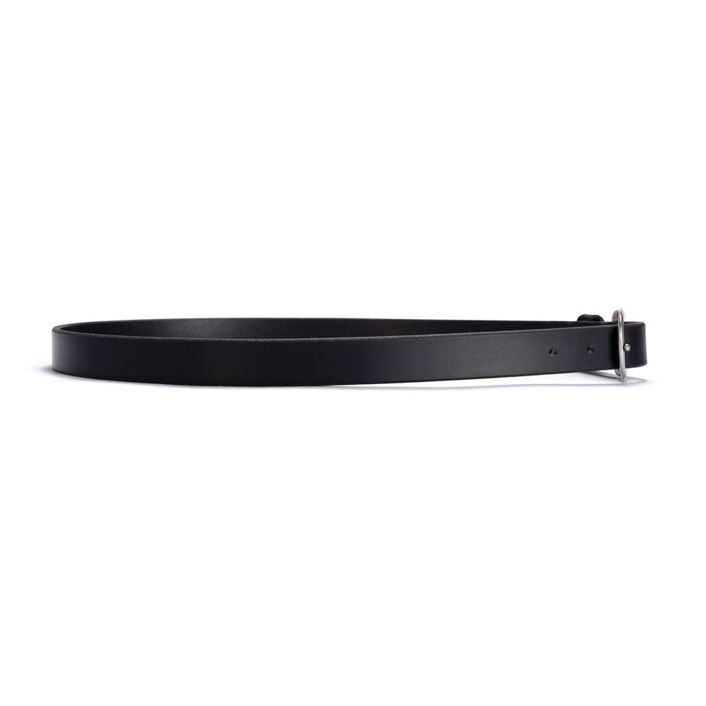 Katherine Black Leather Belt - Stainless Steel Hardware