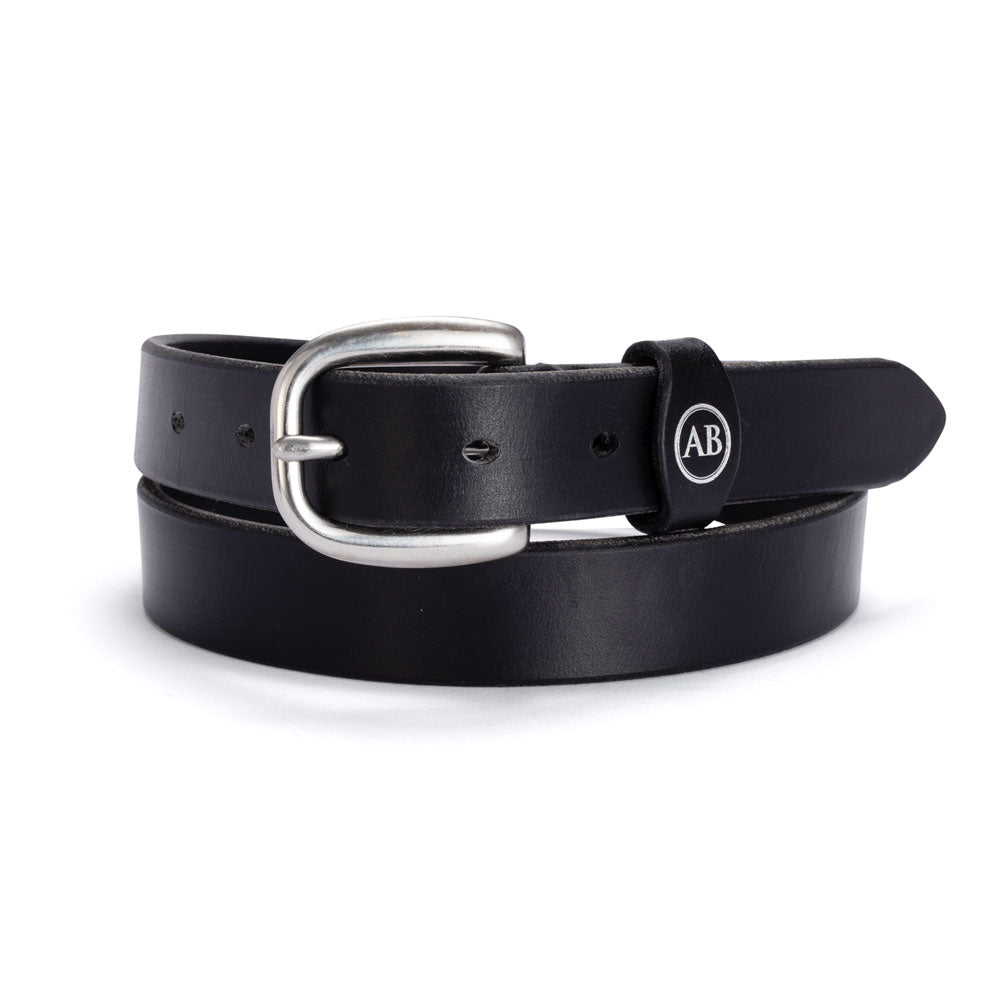 Katherine Black Leather Belt - Stainless Steel Hardware