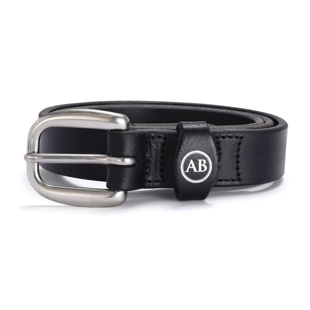 Katherine Black Leather Belt - Stainless Steel Hardware