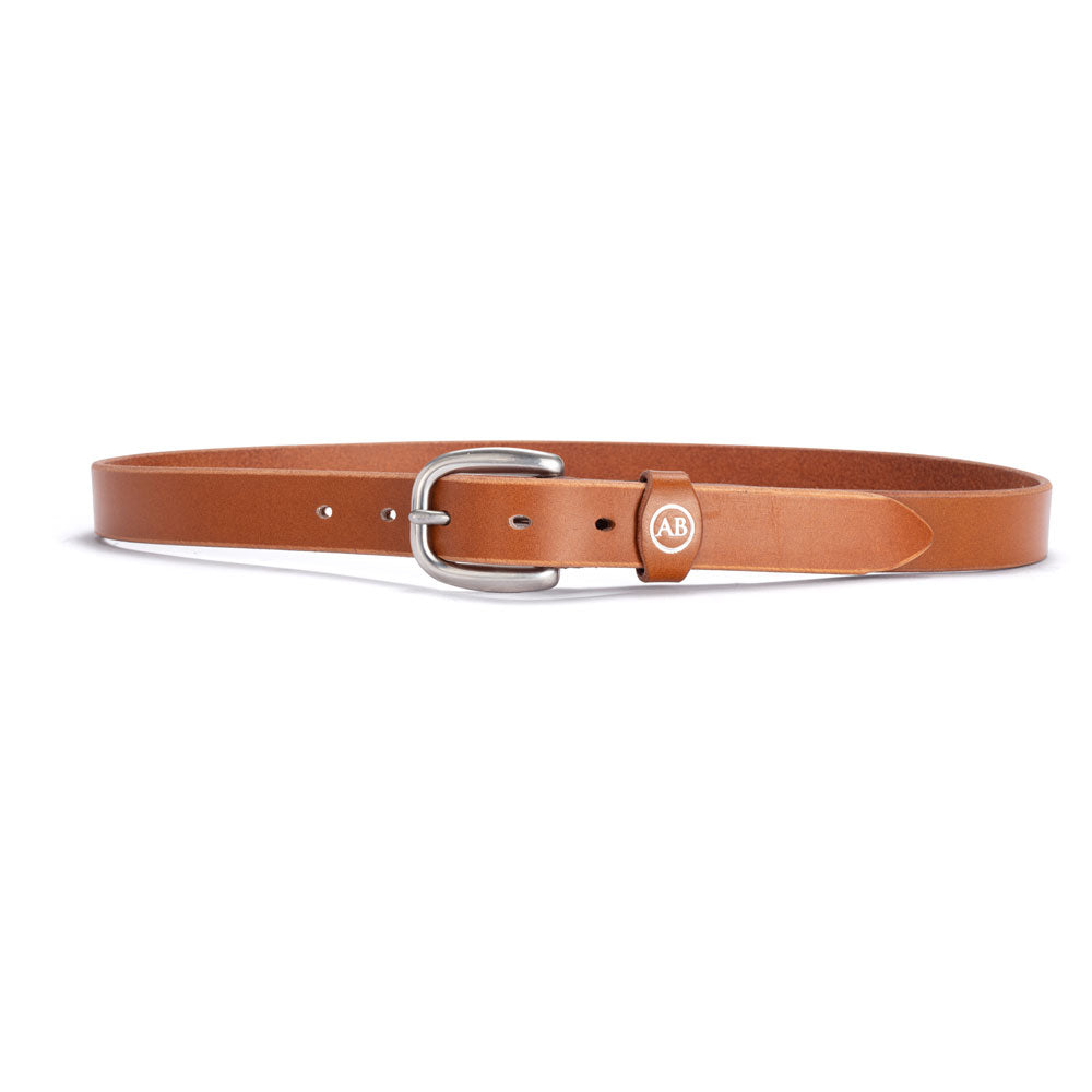Katherine Ladies Leather Belt with Stainless Steel Buckle - Cognac