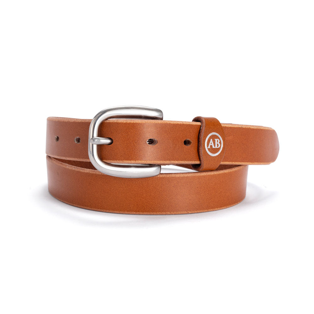 Katherine Ladies Leather Belt with Stainless Steel Buckle - Cognac