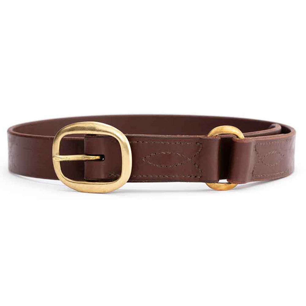 Kimberley Leather Belt with Solid Brass Buckle (Chocolate) - Angus Barrett Saddlery