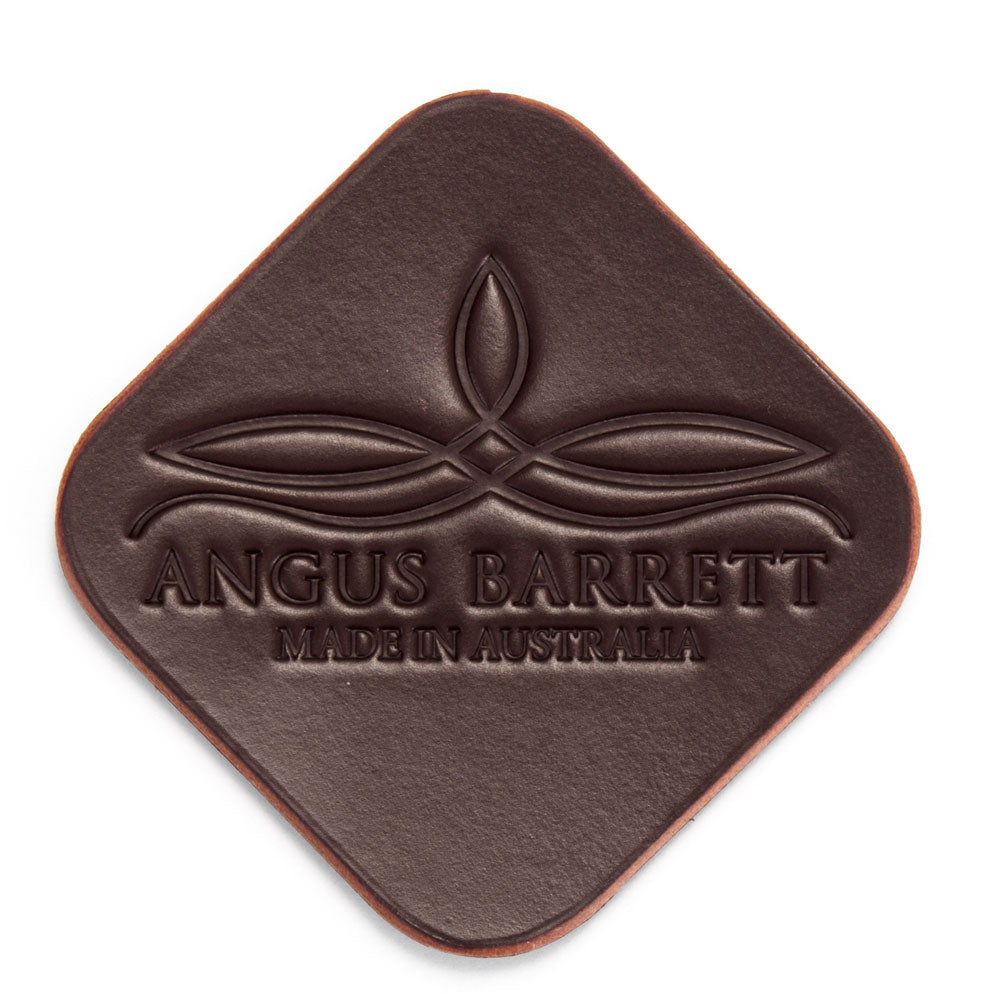Angus Barrett Saddlery Leather Coaster with large logo