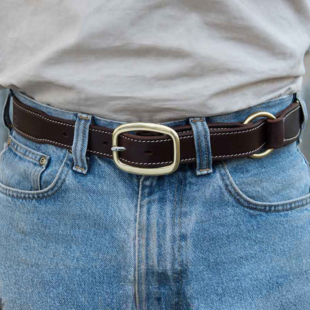 Leather Hobble Belt with Solid Brass Buckle