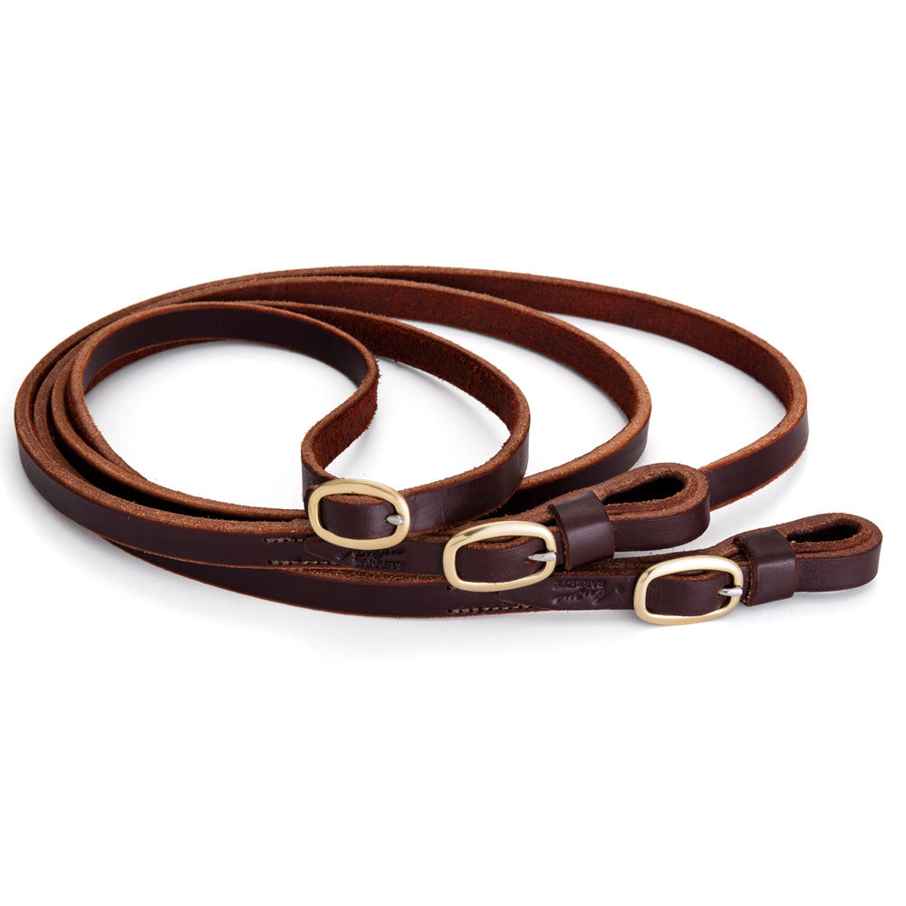 Joined Leather Reins - Dark Natural with Brass Buckles