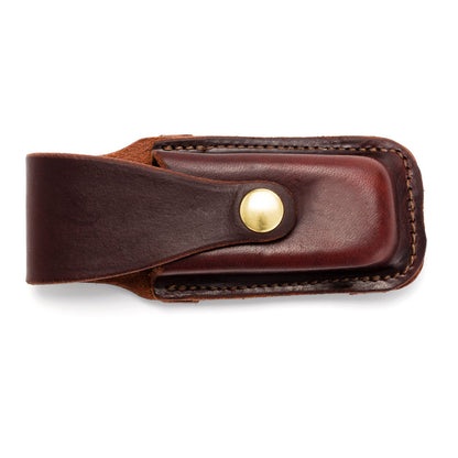Leatherman Supertool Pouch - Dark Natural with Brass Hardware - Top View