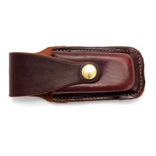Leatherman Supertool Pouch - Dark Natural with Brass Hardware - Top View