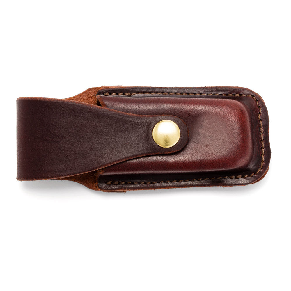 Leatherman Supertool Pouch - Dark Natural with Brass Hardware - Top View