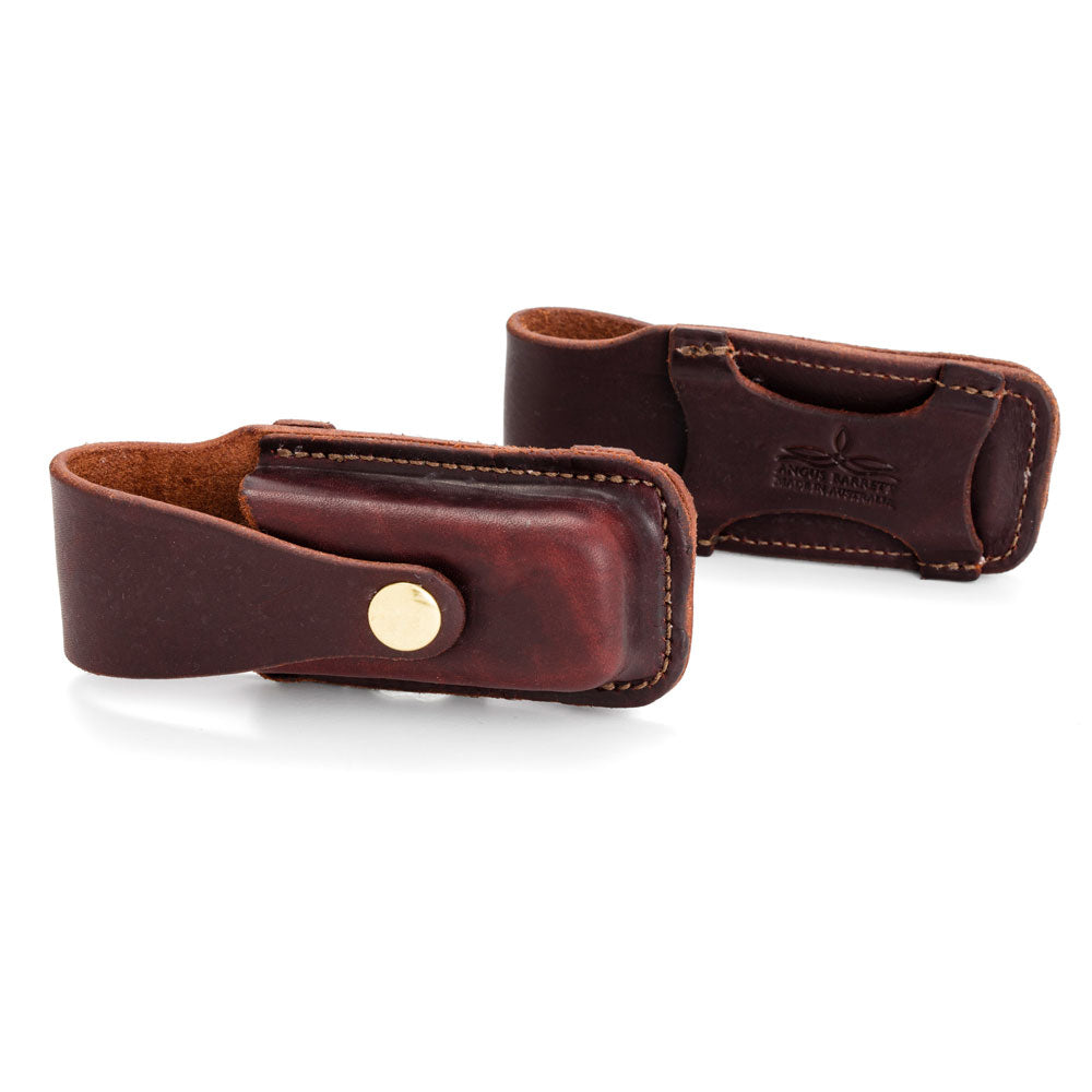 Leatherman Supertool Pouch Dark Natural Leather with Brass hardware. Handmade in Australia by Angus Barrett Saddlery