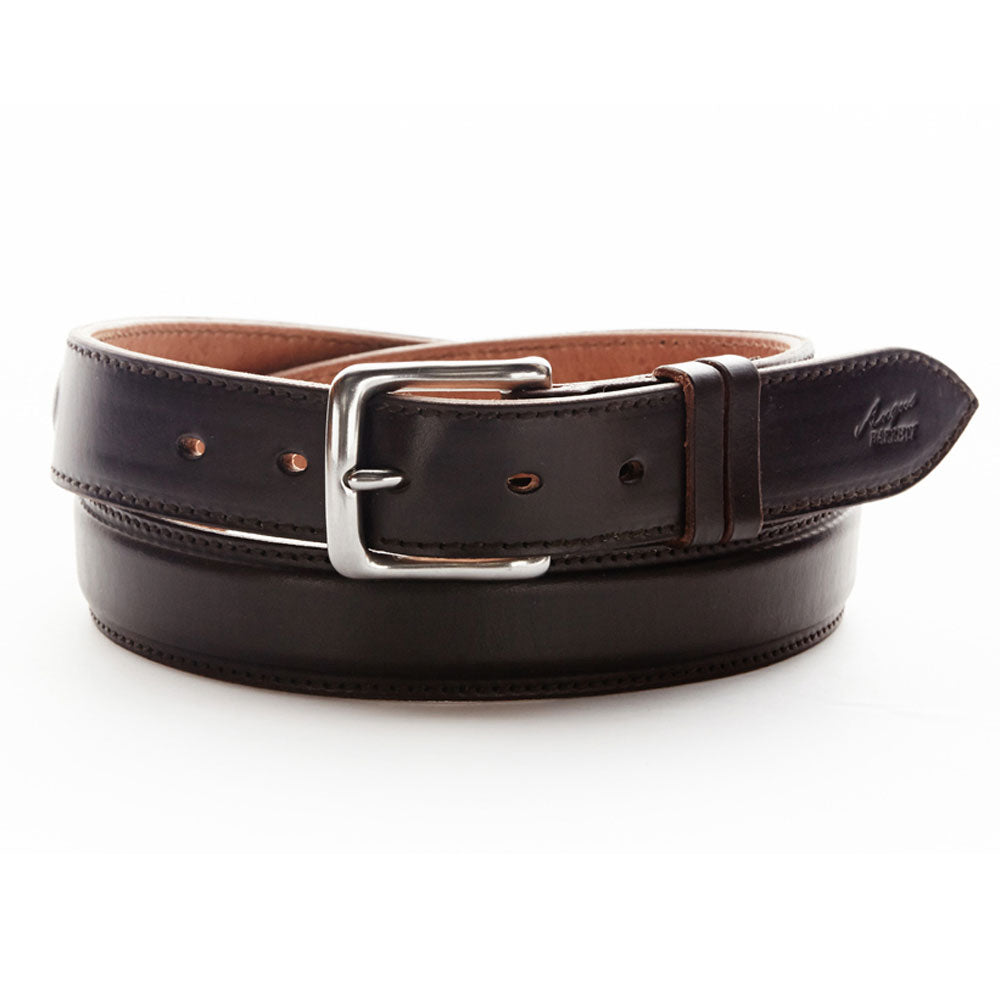 Angus Barrett Saddlery London Leather Belt with Stainless Steel Buckle (Dark Chocolate)
