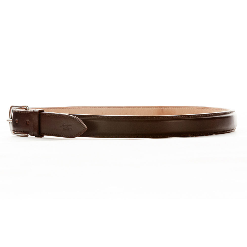 Angus Barrett Saddlery London Leather Belt with Stainless Steel Buckle (Dark Chocolate)