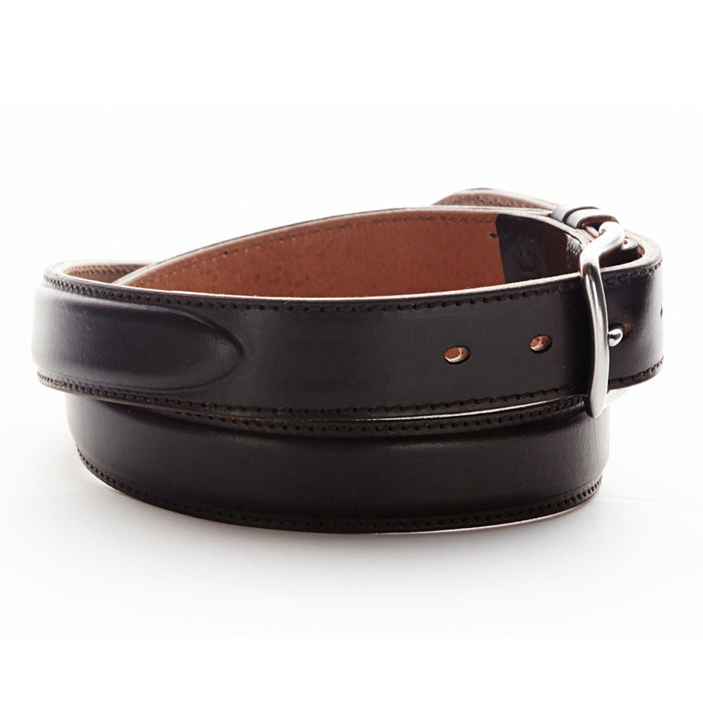 Angus Barrett Saddlery London Leather Belt with Stainless Steel Buckle (Dark Chocolate)