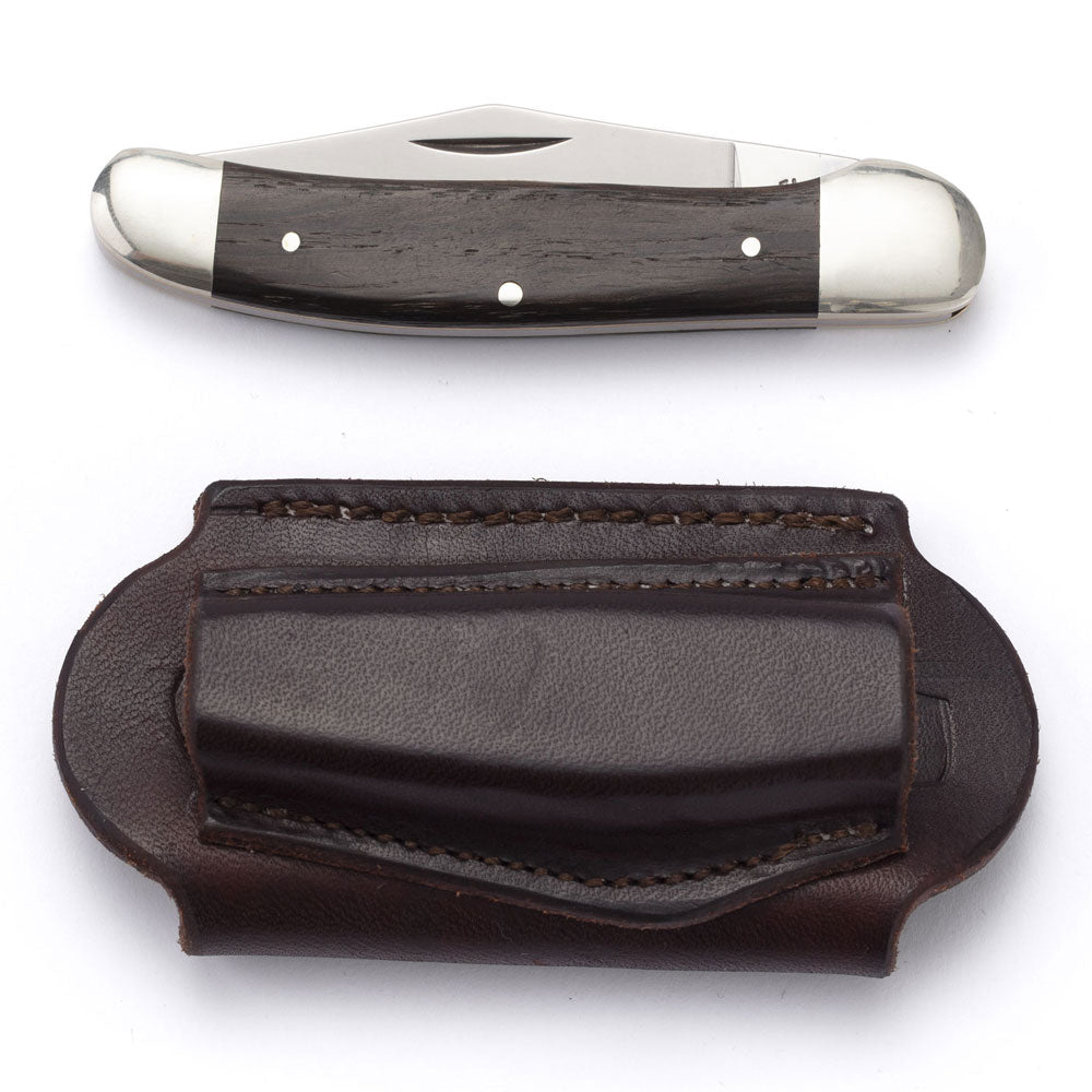 Copper Head Pocket Knife with Open End Knife Pouch - Dark Natural