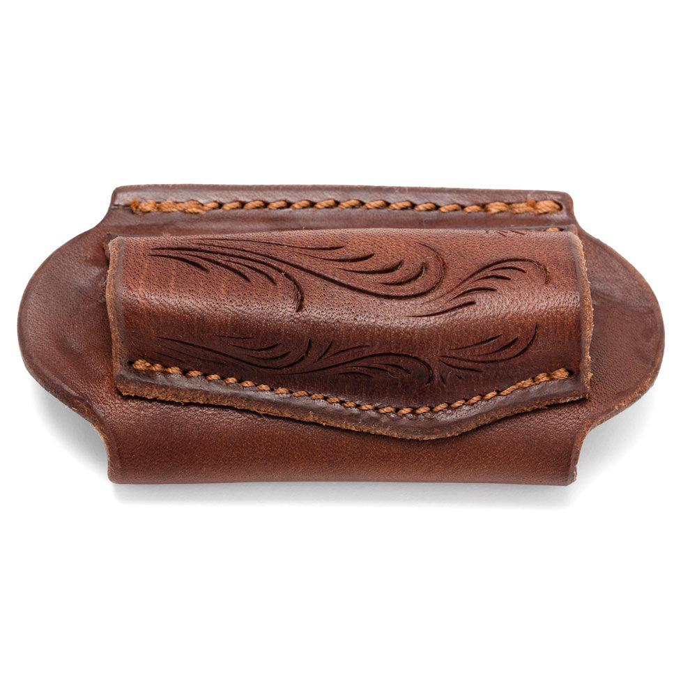 Open End Knife Pouch - Hand Carved - Natural