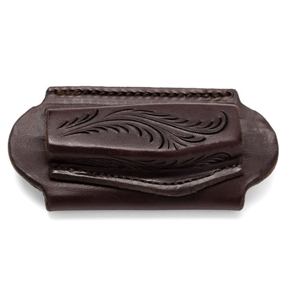 Open End Hand Carved Leather Pocket Knife Pouch| Angus Barrett Saddlery