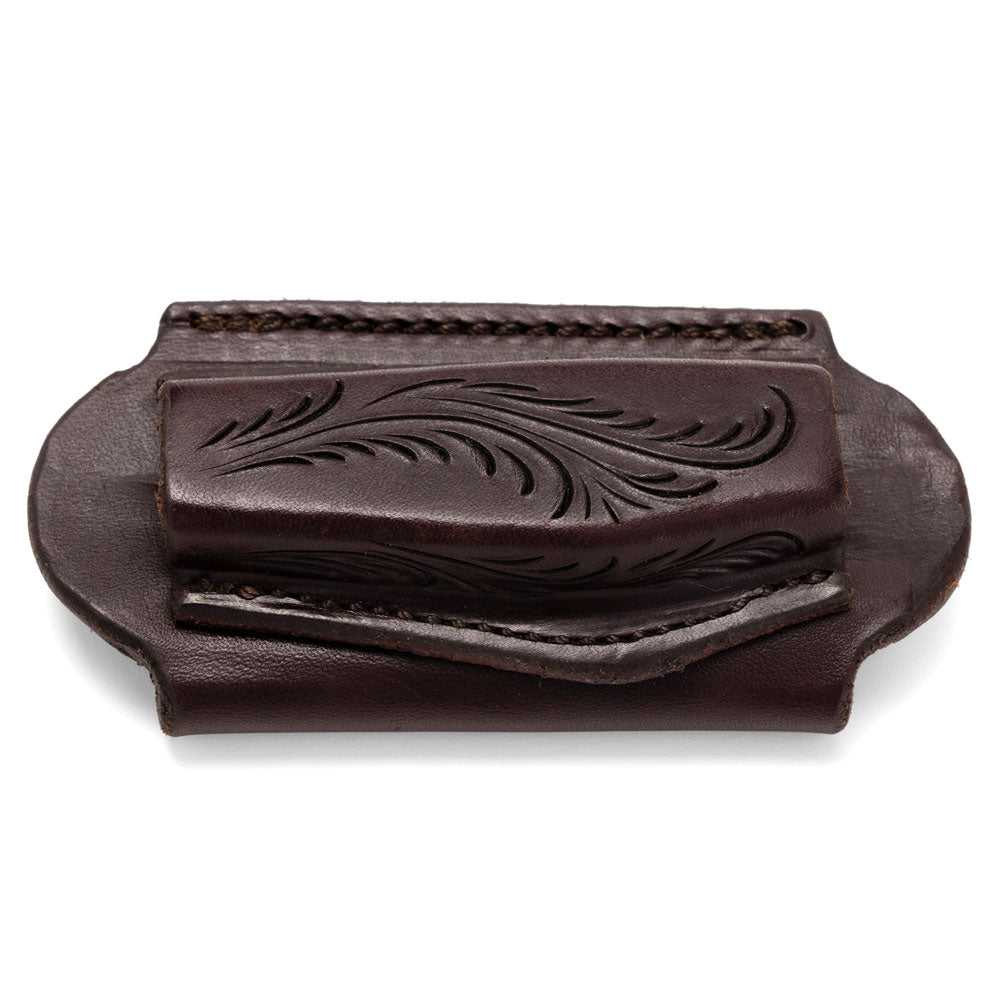 Open End Hand Carved Leather Pocket Knife Pouch| Angus Barrett Saddlery