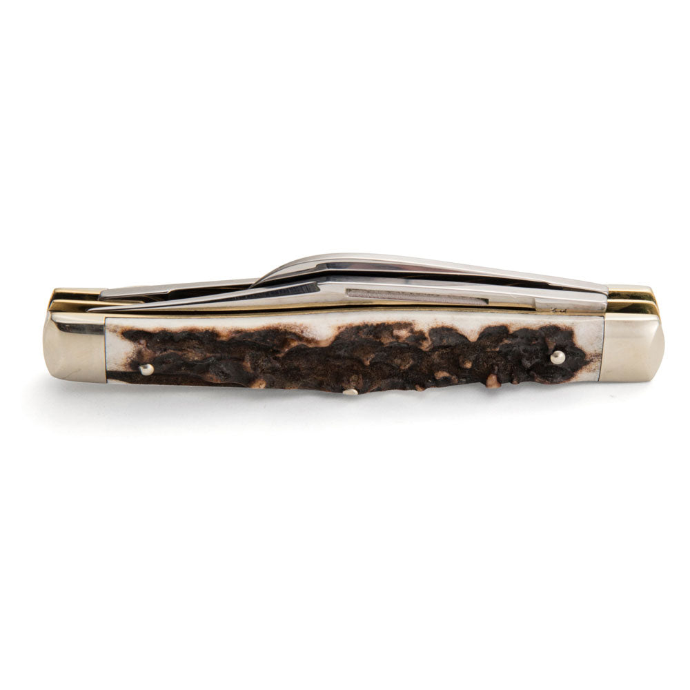 Robert Klaas 3 Blade Pocket Knife with Genuine Staghorn Handle - Made for Angus Barrett