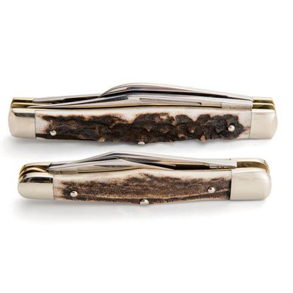Robert Klaas 3 Blade Pocket Knife with Genuine Staghorn Handle - Made for Angus Barrett