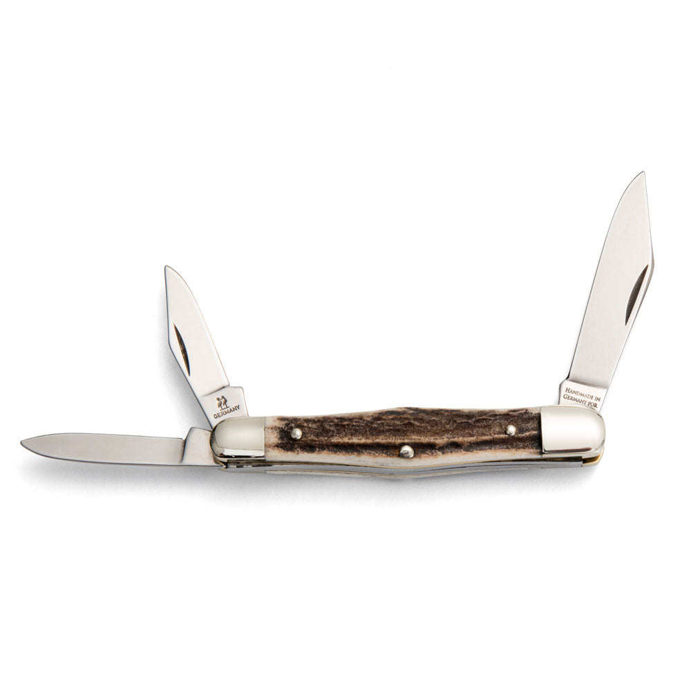 Robert Klaas 3 Blade Pocket Knife with Genuine Staghorn Handle - Made for Angus Barrett