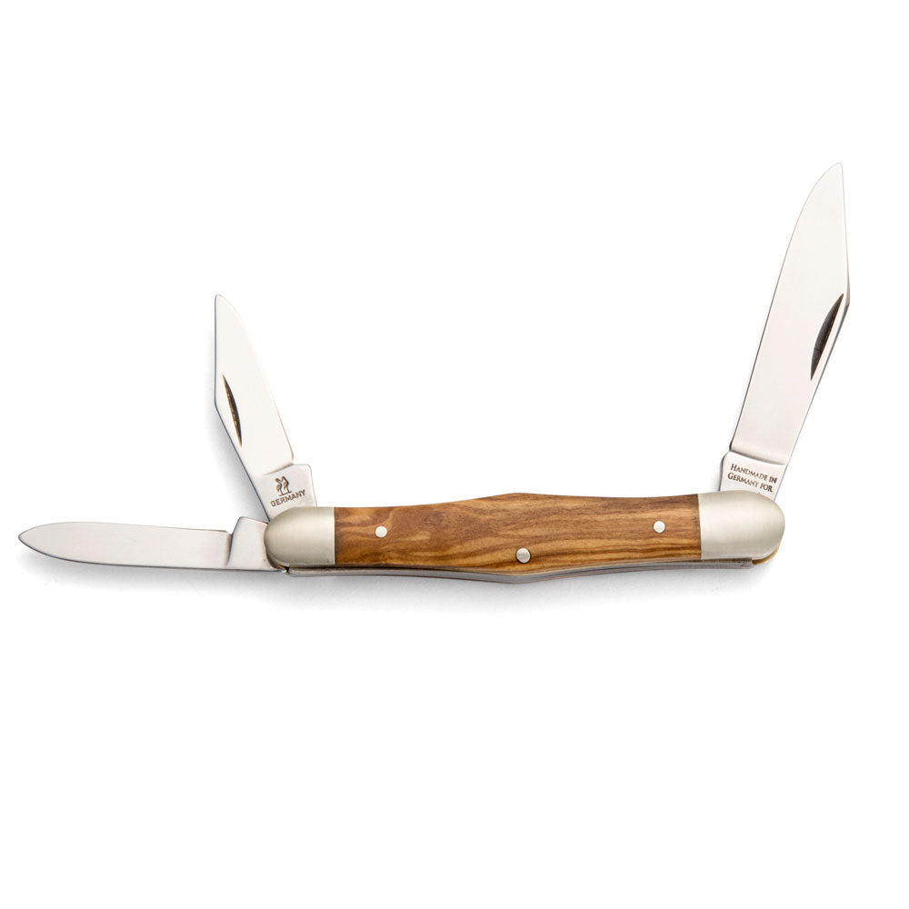 Robert Klaas 3 Blade Pocket Knife with Genuine Olivewood Handle - Angus Barrett Saddlery