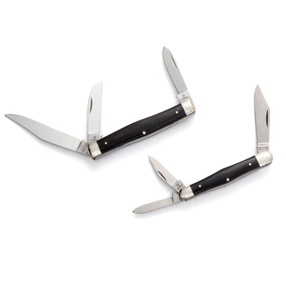 Robert Klaas 3 Blade Pocket Knife with Genuine Ebony Wood Handle - Angus Barrett Saddlery