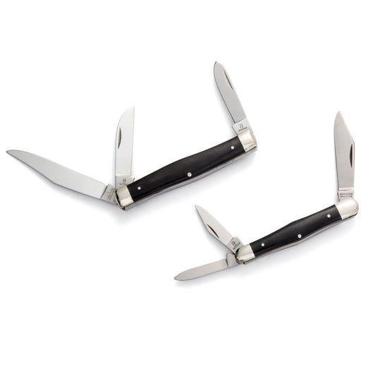 Robert Klaas 3 Blade Pocket Knife with Genuine Ebony Wood Handle - Angus Barrett Saddlery