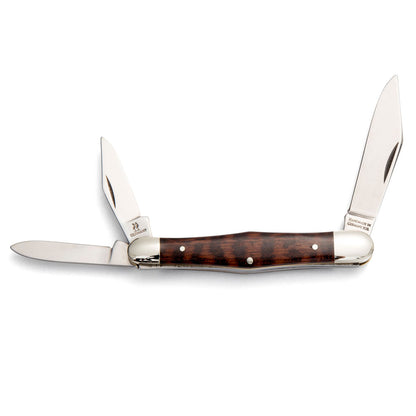 Robert Klaas 3 Blade Pocket Knife with Genuine Snakewood Handle - Made for Angus Barrett