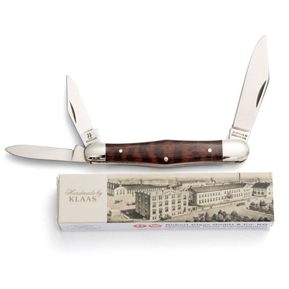 Robert Klaas 3 Blade Pocket Knife with Genuine Snakewood Handle - Made for Angus Barrett