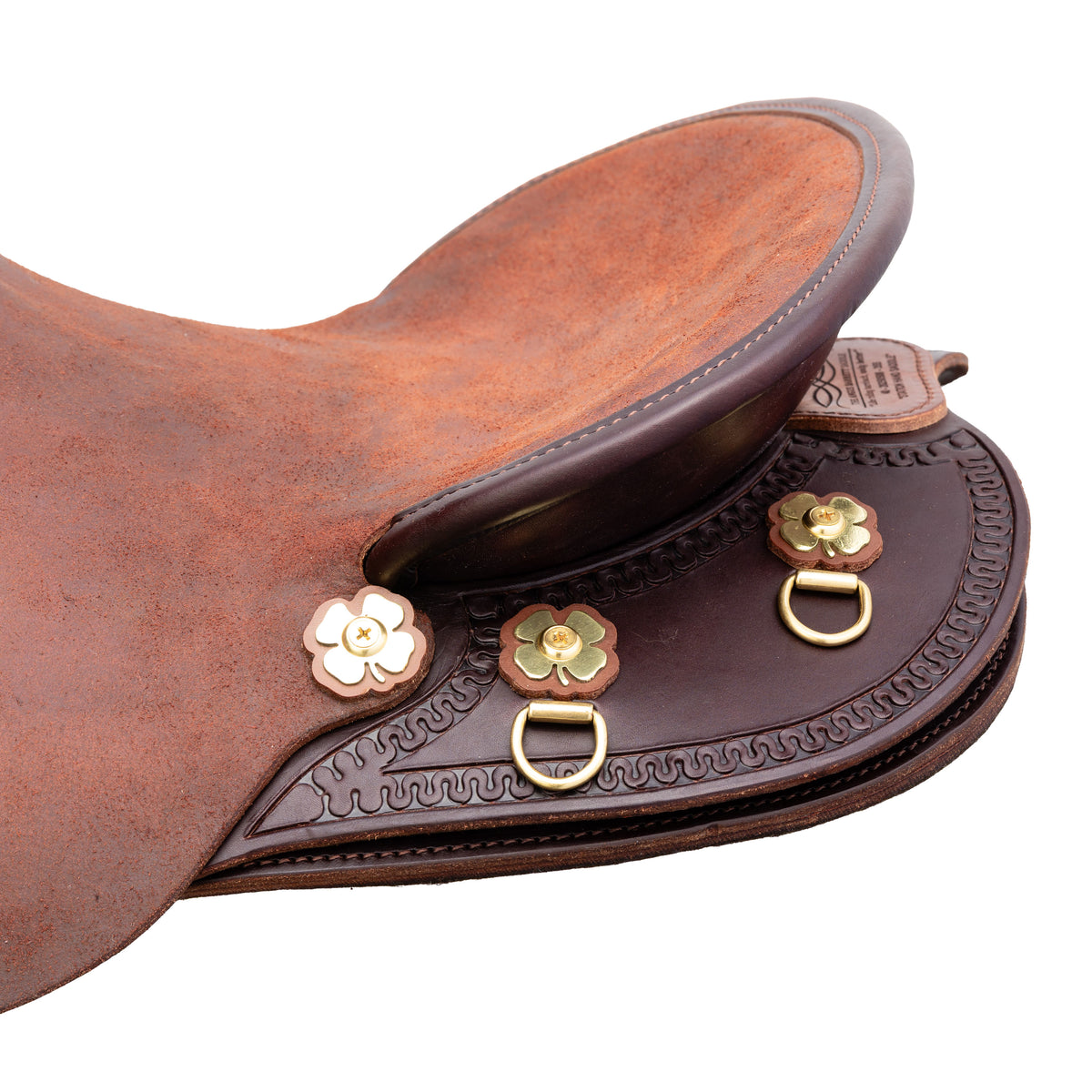 Clover Shaped Brass Saddle Conchos