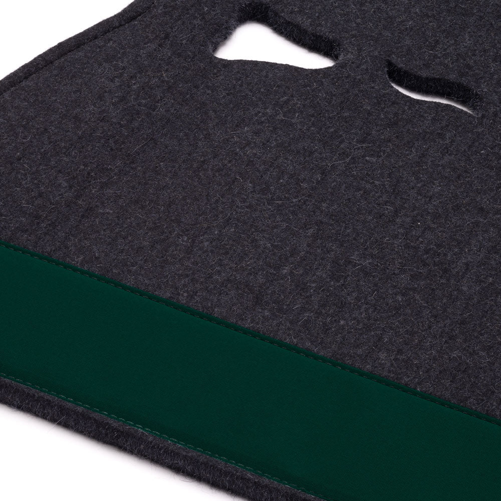 Classic Long Saddle Pad with Charcoal Felt and Dark Green Canvas Trim