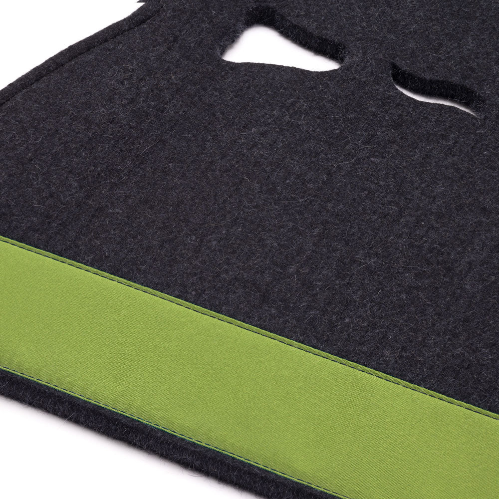 Classic Long Saddle Pad with Charcoal Felt and Lime Green Canvas Trim