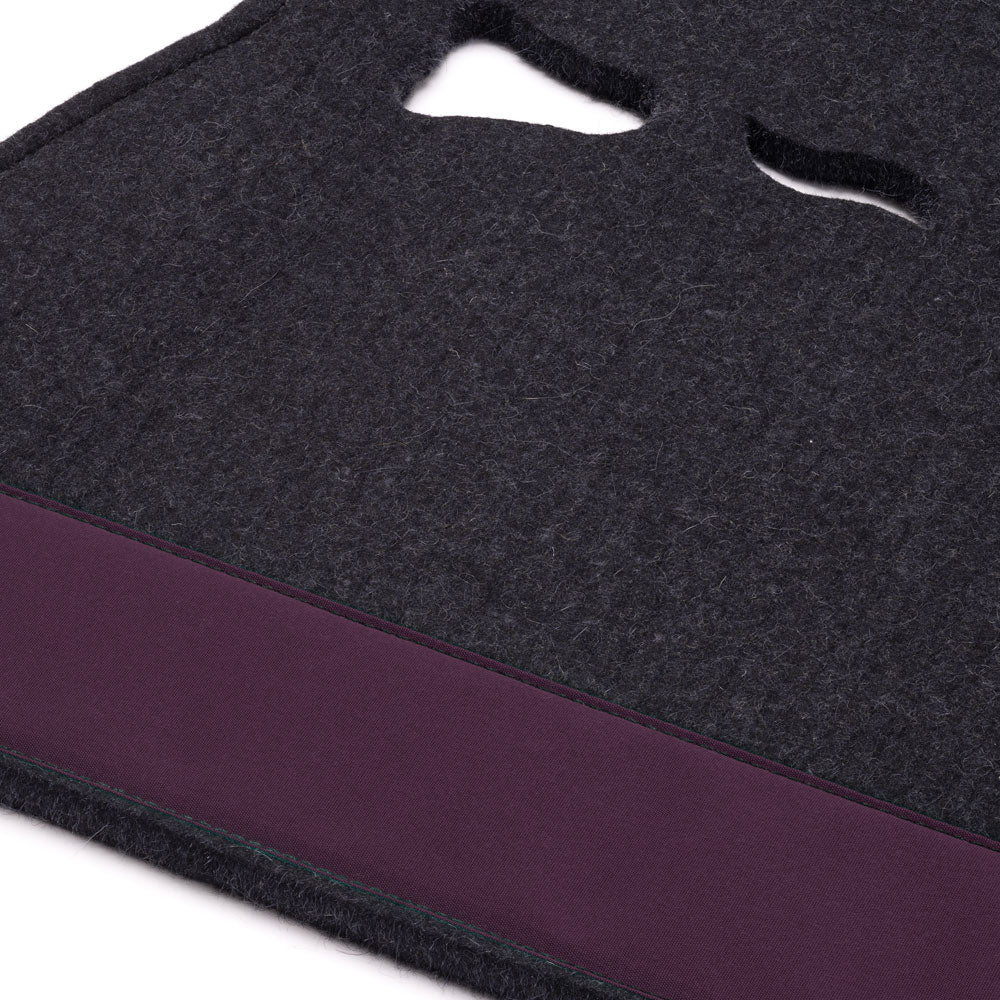 Classic Long Saddle Pad with Charcoal Felt and Purple Canvas Trim