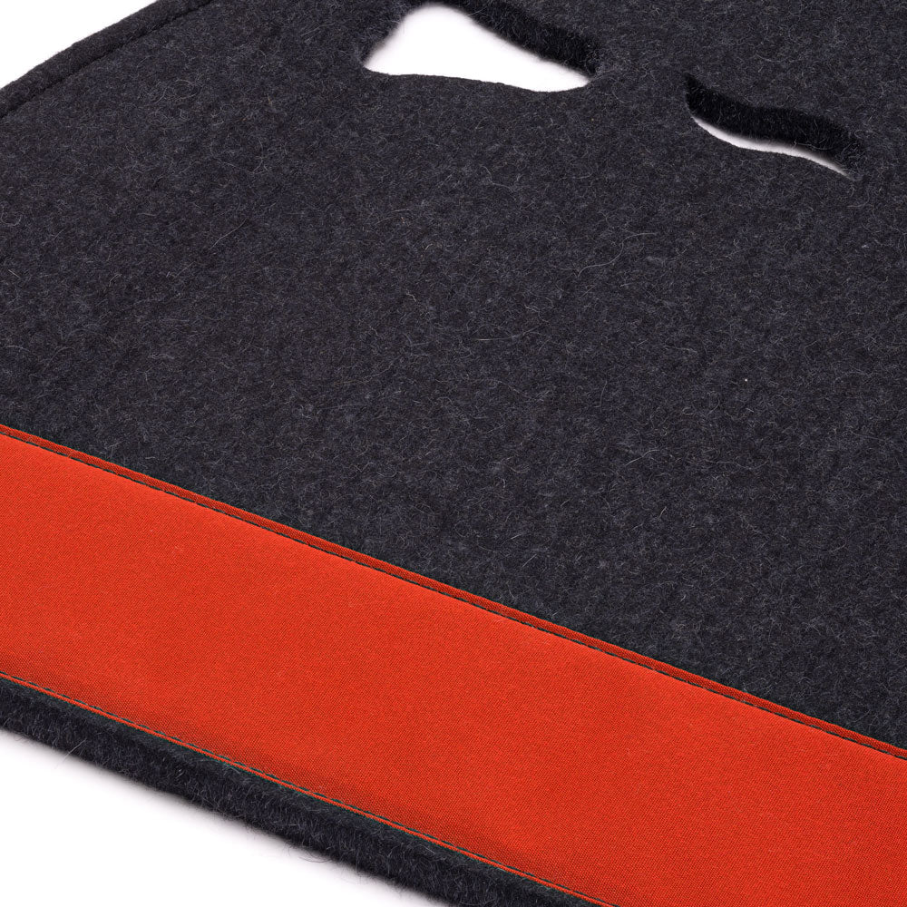 Classic Long Saddle Pad with Charcoal Felt and Red Canvas Trim