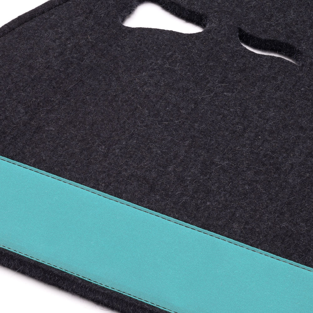 Classic Long Saddle Pad with Charcoal Felt and Turquoise Canvas Trim