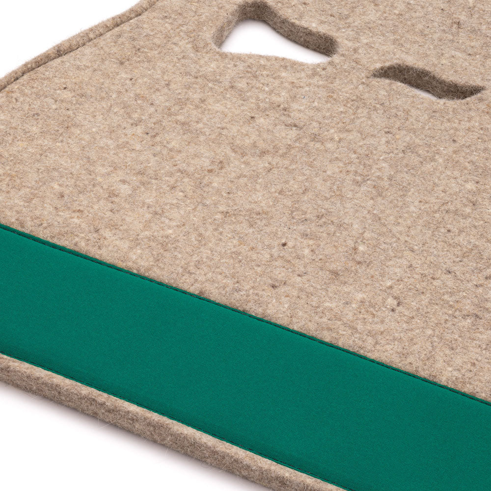 Classic Long Saddle Pad - Tan Felt with Bright Green Canvas Trim