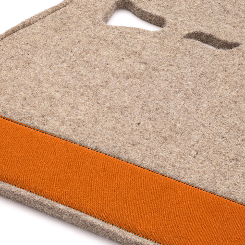 Classic Long Saddle Pad - Tan Felt with Burnt Orange Canvas Trim